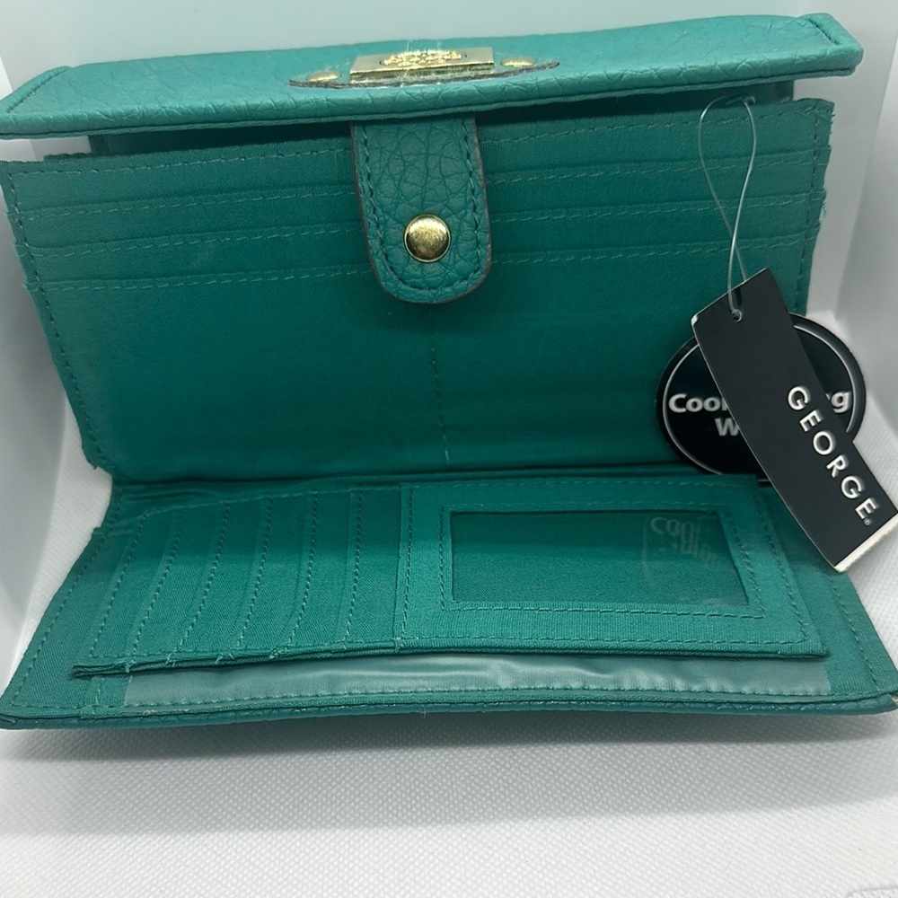 NWT George Leather Wallet Designer available colors :Green and Teal - Picture 4 of 16